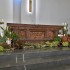 Meja Altar Gereja Katolik Ukiran Relief Perjamuan Suci