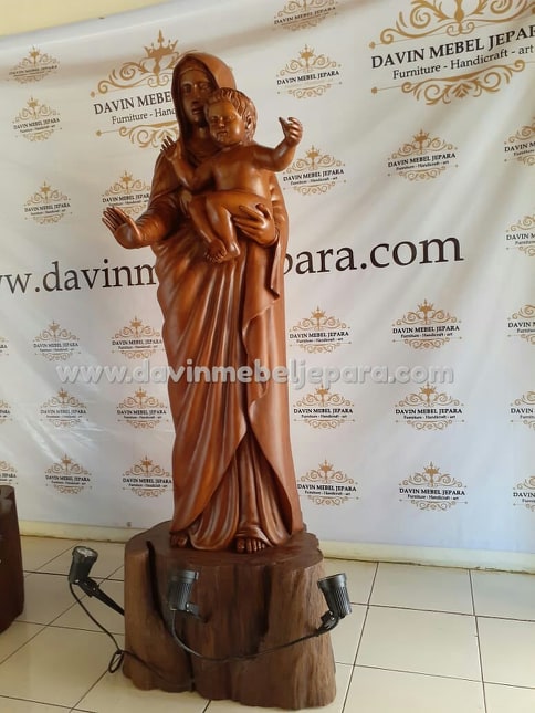 Patung Bunda Maria Pahat dari Kayu Jati | DAVIN MEBEL JEPARA